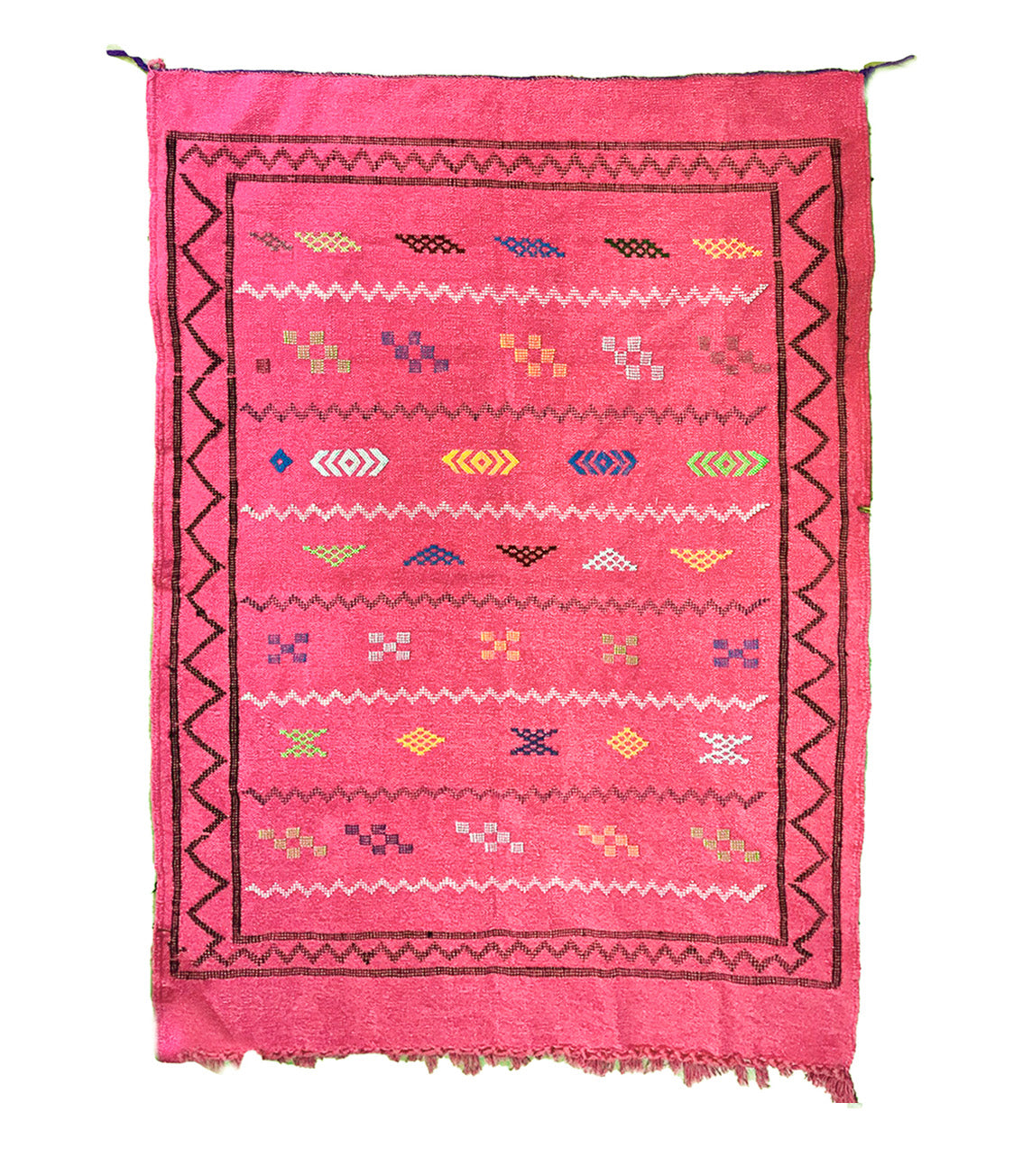 Flat Weave Boho Pink 130 x 80 cm